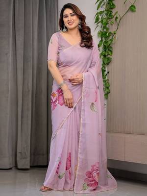 Designer organza printed saree collection with vibrant borders 2