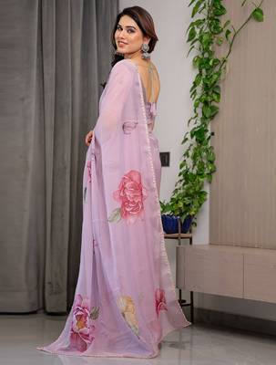 Designer organza printed saree collection with vibrant borders 3