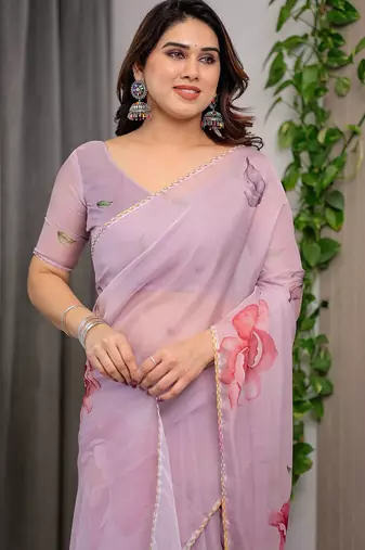 Designer organza printed saree collection with vibrant borders