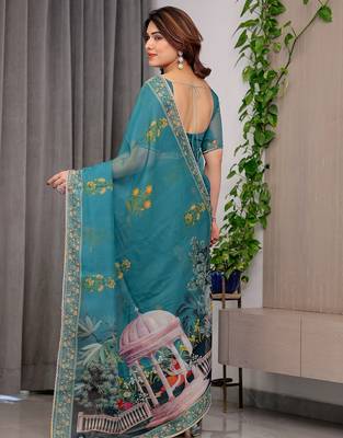 Festive printed organza saree collection with designer borders 3