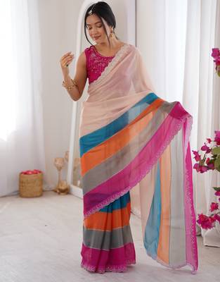 Arkhan diamond work fandy silk blend digital printed saree with cutwork border 4