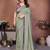 Olive vichitra silk embroidery work saree with contrast blouse piece