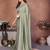 Olive vichitra silk embroidery work saree with contrast blouse piece