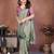 Olive vichitra silk embroidery work saree with contrast blouse piece