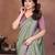 Olive vichitra silk embroidery work saree with contrast blouse piece