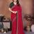 Red vichitra silk embroidery work saree with contrast blouse piece