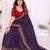 Purple vichitra silk embroidery work saree with contrast blouse piece