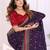 Purple vichitra silk embroidery work saree with contrast blouse piece
