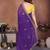 Purple crunchy silk embroidery work saree with contrast blouse piece