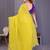 Yellow crunchy silk embroidery work saree with contrast blouse piece