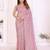 Pink crepe sequence multi work saree with matching blouse piece