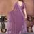 Lavender georgette embroiderd lace work saree with matching blouse piece