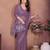 Lavender georgette embroiderd lace work saree with matching blouse piece