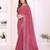 Pink georgette embroiderd lace work saree with matching blouse piece