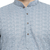 Light grey chikankari cotton embroidery men kurta