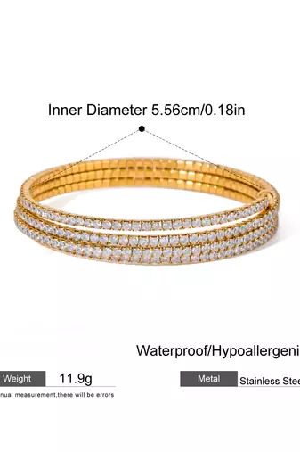 18K Gold Plated Tennis Wrap Bracelet | Anti Tarnish CZ Stone Party Wear Bracelet for Women