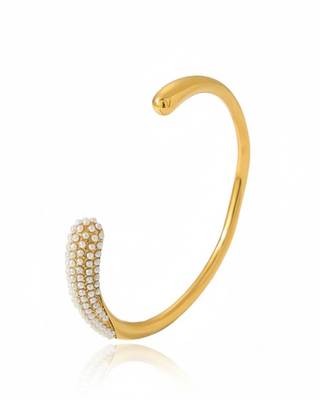 Pearl Trendy Eleanors Resizable Cuff Bracelet | 18K Gold Plated Anti-Tarnish Statement Jewellery 1