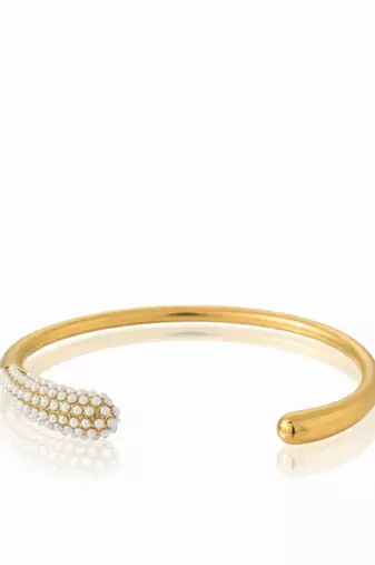Pearl Trendy Eleanors Resizable Cuff Bracelet | 18K Gold Plated Anti-Tarnish Statement Jewellery