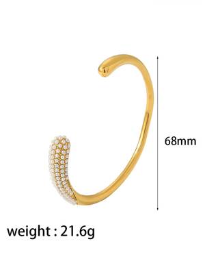 Pearl Trendy Eleanors Resizable Cuff Bracelet | 18K Gold Plated Anti-Tarnish Statement Jewellery 4