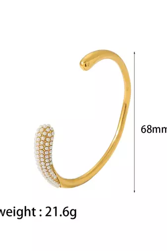 Pearl Trendy Eleanors Resizable Cuff Bracelet | 18K Gold Plated Anti-Tarnish Statement Jewellery