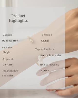 Pearl Trendy Eleanors Resizable Cuff Bracelet | 18K Gold Plated Anti-Tarnish Statement Jewellery 5