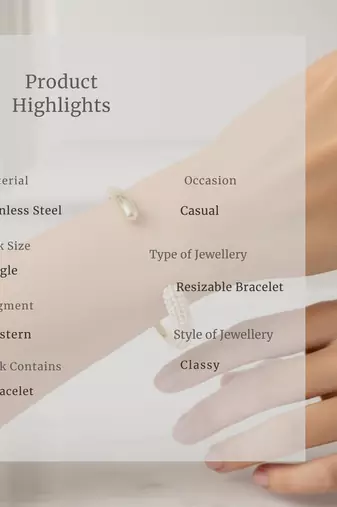 Pearl Trendy Eleanors Resizable Cuff Bracelet | 18K Gold Plated Anti-Tarnish Statement Jewellery