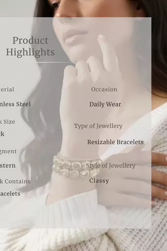 Set of 3 Stretchable Stone Studded Wraparound Bracelets | 18K Gold Plated Stainless Steel Set