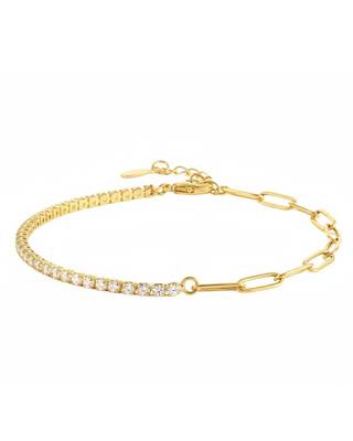 White Tennis Bracelet | 925 Silver Gold Plated Trendy Link Bracelet for Women 2