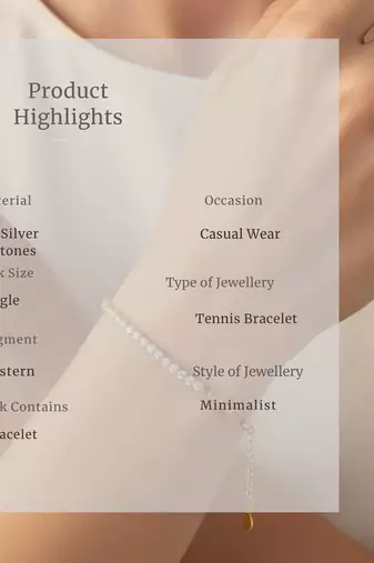 White Tennis Bracelet | 925 Silver Gold Plated Trendy Link Bracelet for Women