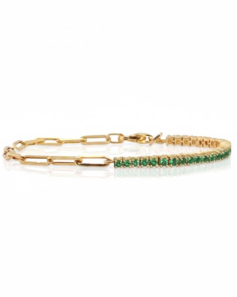 Green dazzle link tennis bracelet