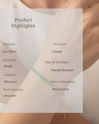 Green Tennis Bracelet | 925 Silver Gold Plated Trendy Link Bracelet for Women 4