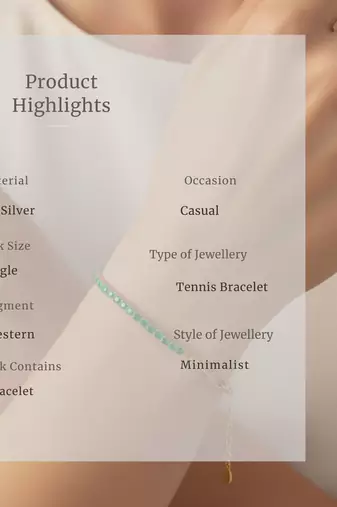 Green Tennis Bracelet | 925 Silver Gold Plated Trendy Link Bracelet for Women