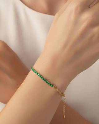 Blue Tennis Bracelet | 925 Silver Gold Plated Trendy Link Bracelet for Women 3