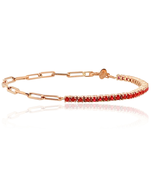 Red Tennis Bracelet | 925 Silver Gold Plated Trendy Link Bracelet for Women
