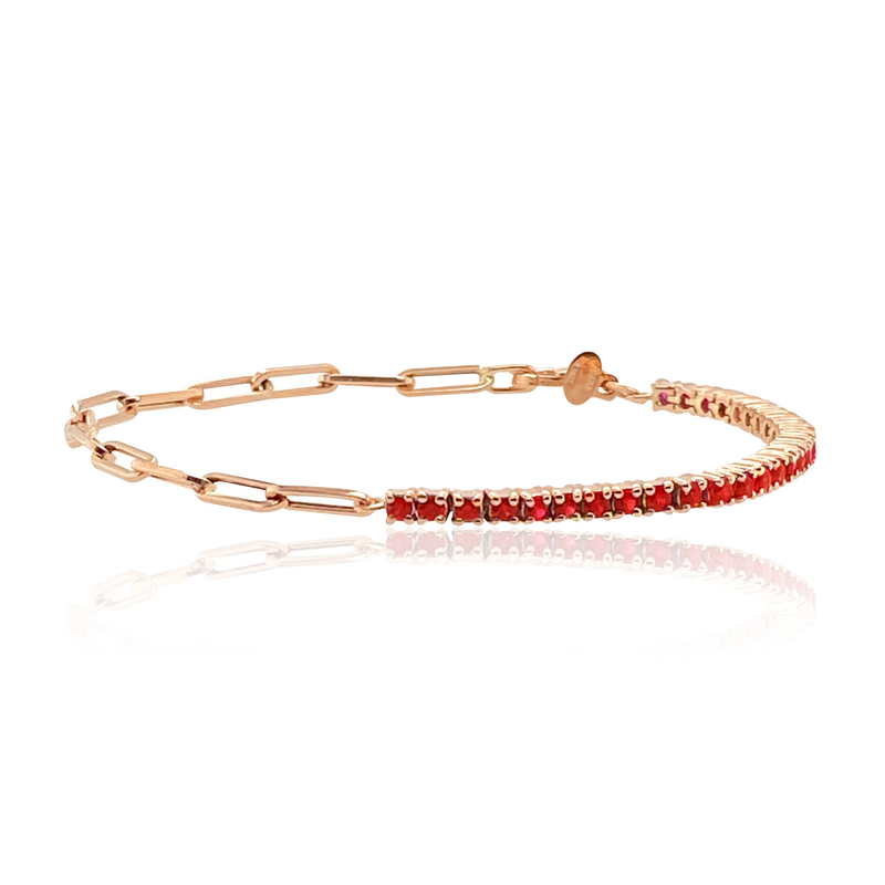 Red dazzle link tennis bracelet