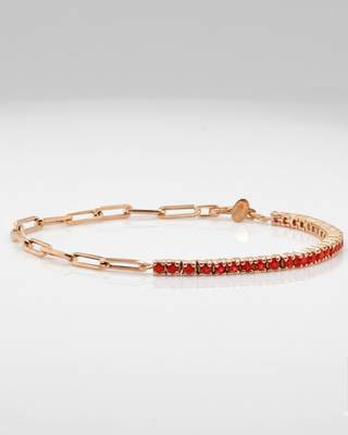 Red Tennis Bracelet | 925 Silver Gold Plated Trendy Link Bracelet for Women 2