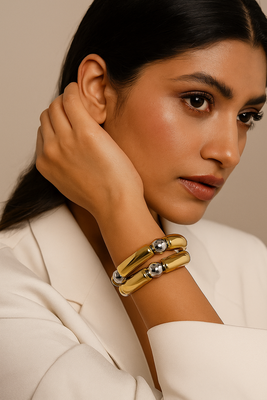 Beaded bracelet: round gold 2