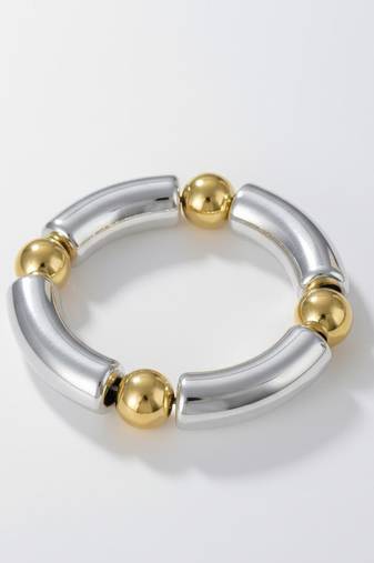 Beaded bracelet: round silver