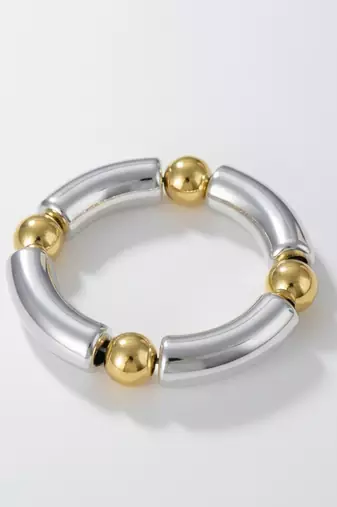 Beaded bracelet: round silver