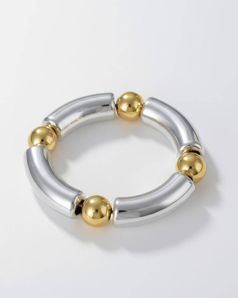 Beaded bracelet: round silver