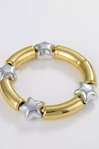 Premium Beaded Star Bracelet | 18K Gold Plated Anti-Tarnish Silver Star & Gold Bead Bracelet