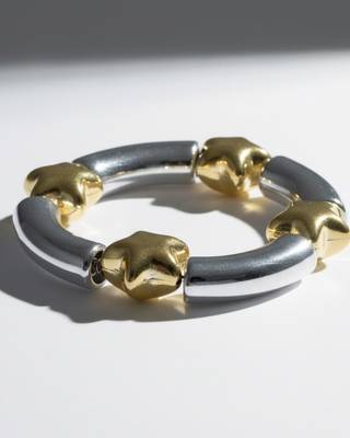 Premium Beaded Star Bracelet | 18K Gold Plated Anti-Tarnish Gold Star & Silver Bead Bracelet 2