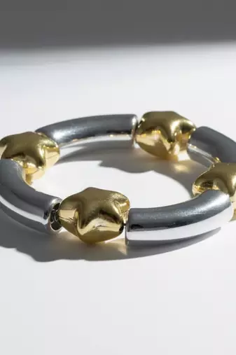 Premium Beaded Star Bracelet | 18K Gold Plated Anti-Tarnish Gold Star & Silver Bead Bracelet