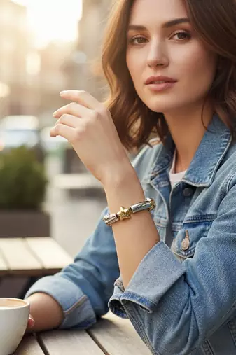 Premium Beaded Star Bracelet | 18K Gold Plated Anti-Tarnish Gold Star & Silver Bead Bracelet