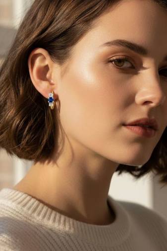 Prism glow hoops 925 silver: blue