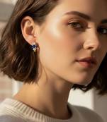 Blue 3 Stone Huggie Earrings | Prism Glow 925 Silver Minimal Luxury Jewellery