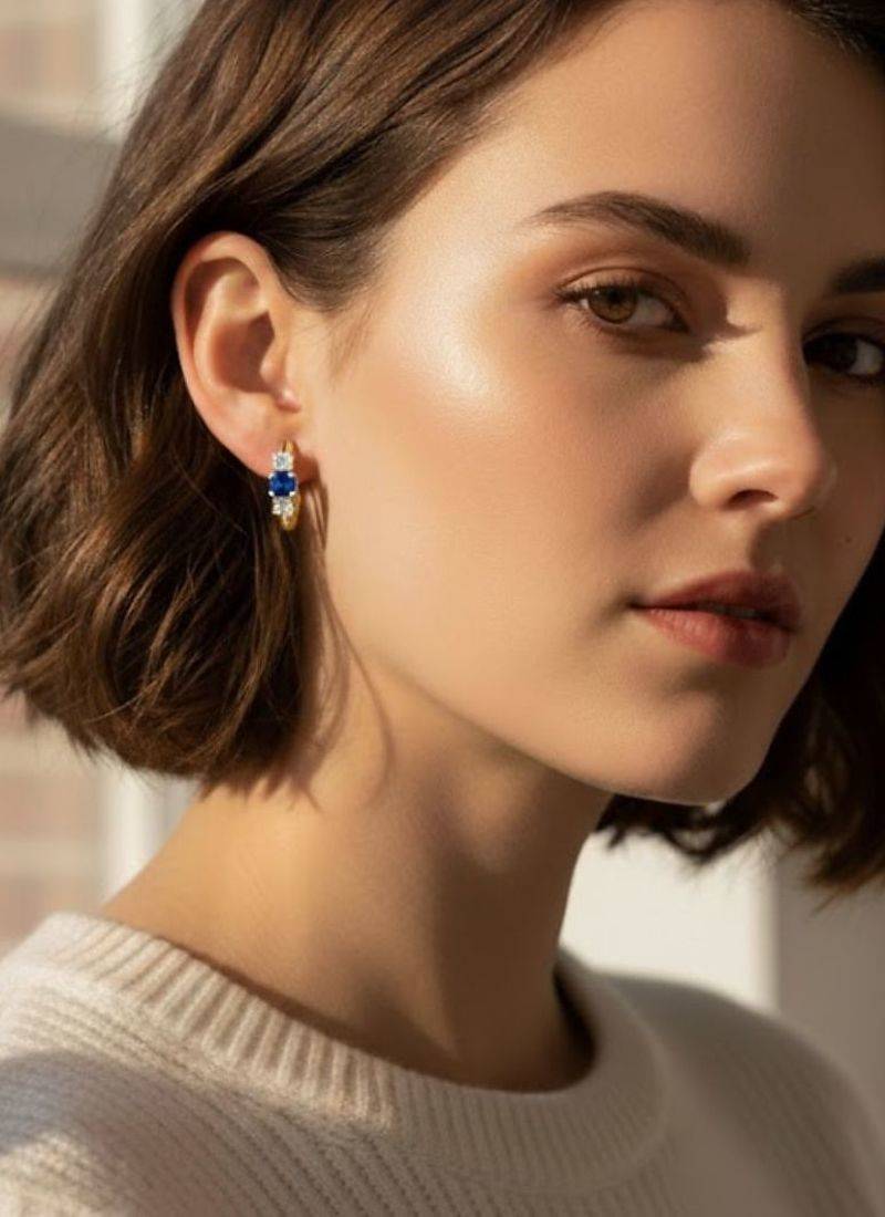 Prism glow hoops 925 silver: blue