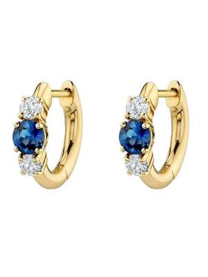 Blue 3 Stone Huggie Earrings | Prism Glow 925 Silver Minimal Luxury Jewellery 2
