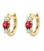 Red 3 Stone Huggie Earrings | Prism Glow 925 Silver Minimal Luxury Jewellery