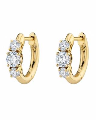 White 3 Stone Huggie Earrings | Prism Glow 925 Silver Minimal Luxury Jewellery 1